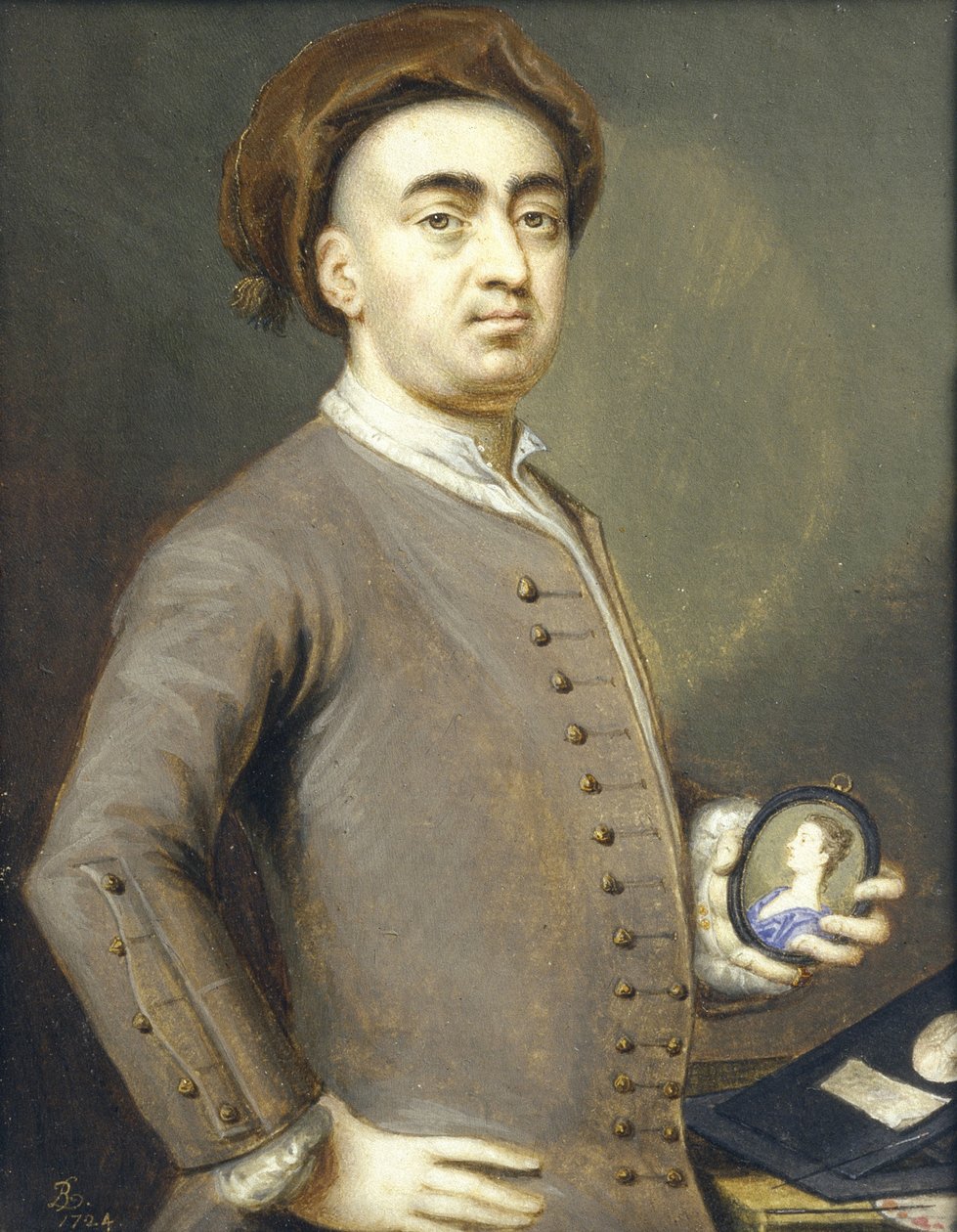 Selvportræt, 1724 (miniature) af Bernard III Lens