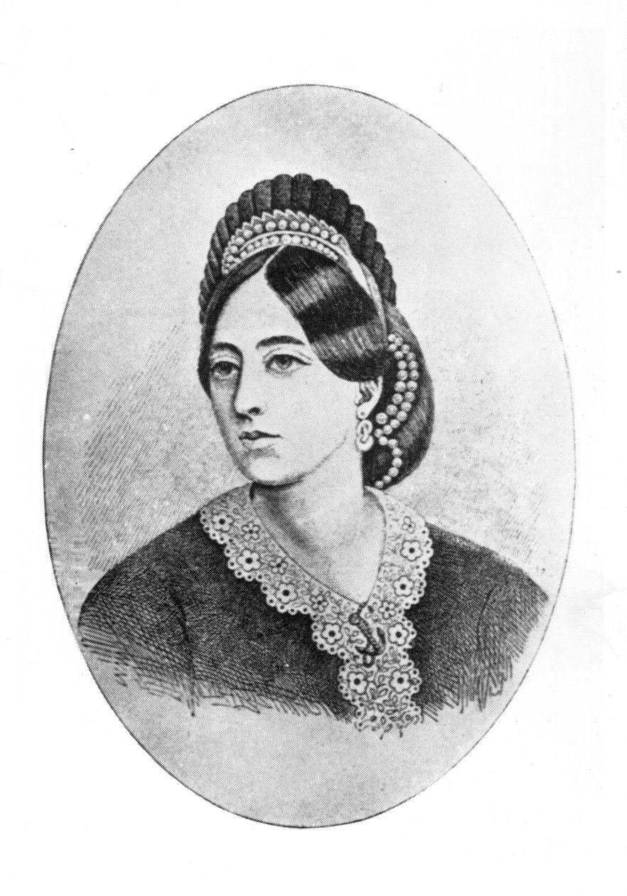 Portræt af Jane Francesca Agnes Wilde, graveret af W.M. Oldham af Bernard Mulrenin