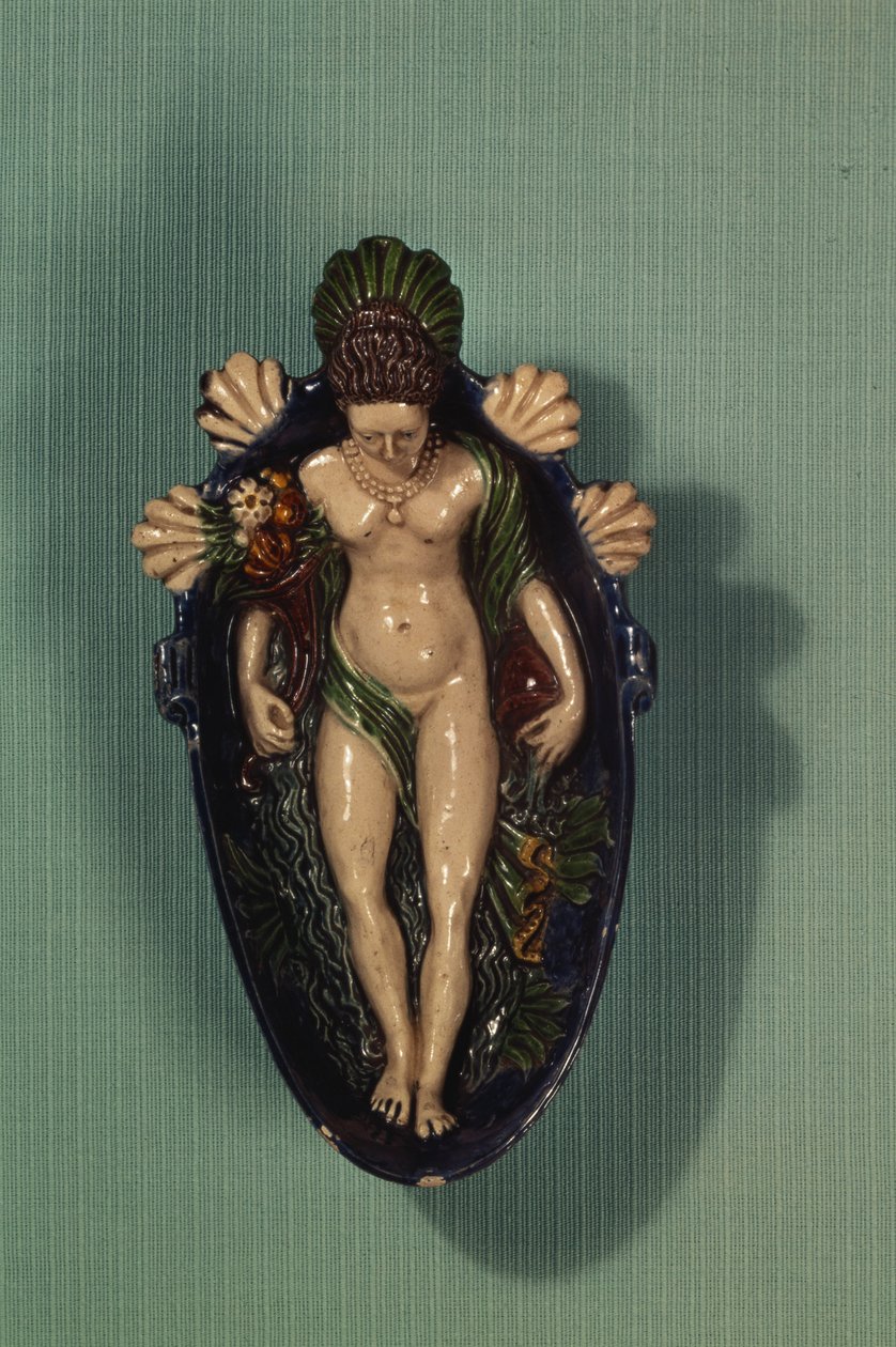 Saucebåd, Palissy Ware, ca. 1530 (glaseret lertøj) af Bernard Palissy