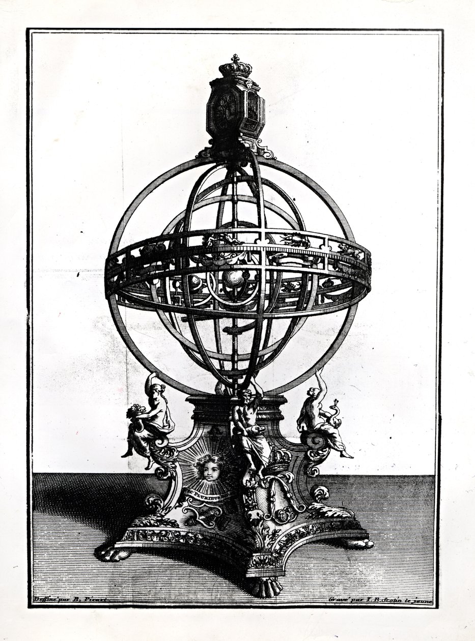 An Armillary Sphere of the Copernican System, graveret af Gerard Jean Baptiste Scotin (1671-1716) af Bernard Picart