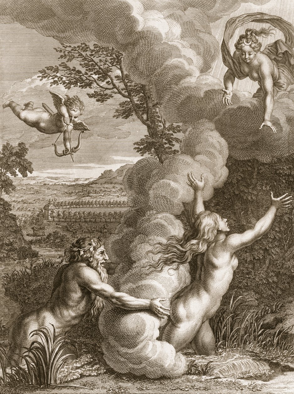 Arethusa forfulgt af Alpheus og forvandlet til en springvand, 1731 af Bernard Picart