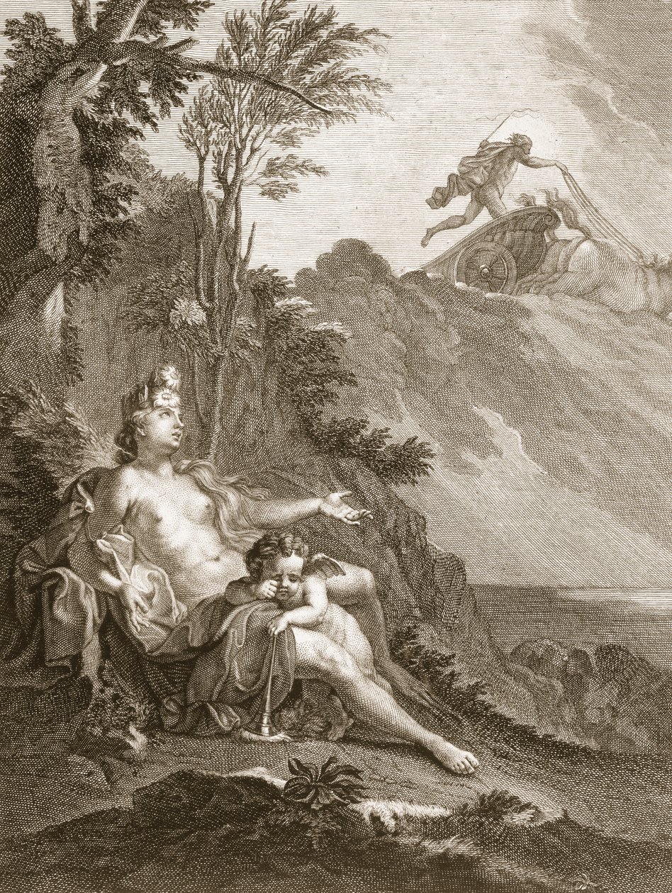 Clytia forvandlet til en drejesål, 1731 af Bernard Picart