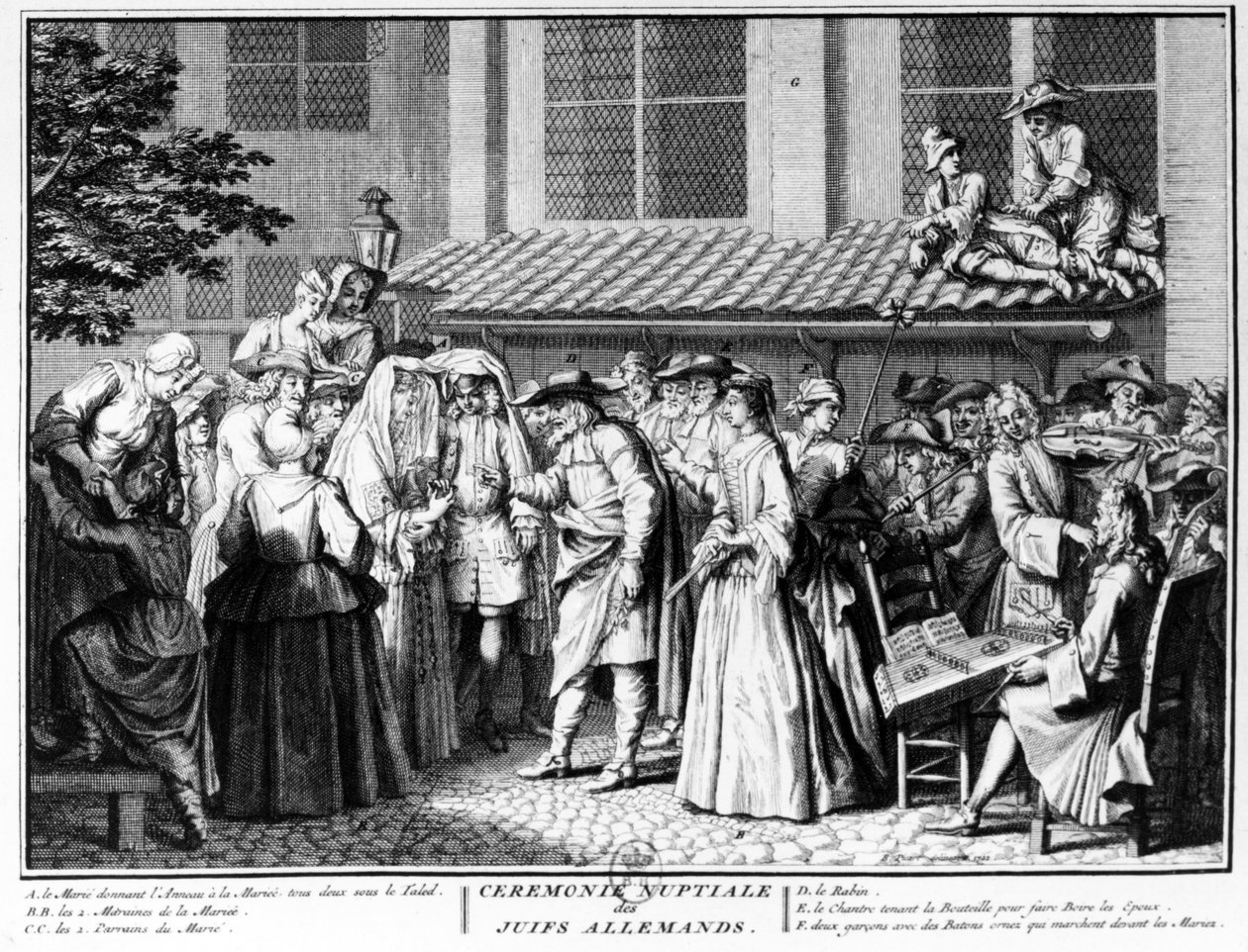 Bryllupsceremoni for tyske jøder, 1725 af Bernard Picart