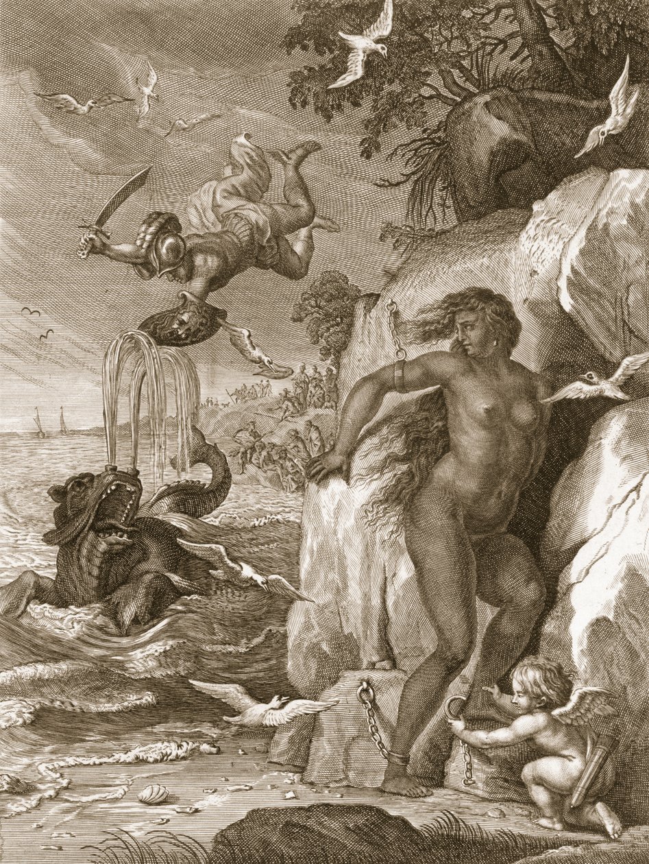 Perseus leverer Andromeda fra havmonsteret, 1731 af Bernard Picart