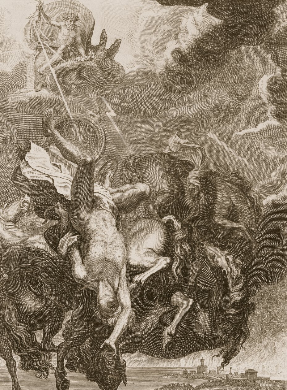 Phaeton slået ned af Jupiters tordenbolt, 1731 af Bernard Picart
