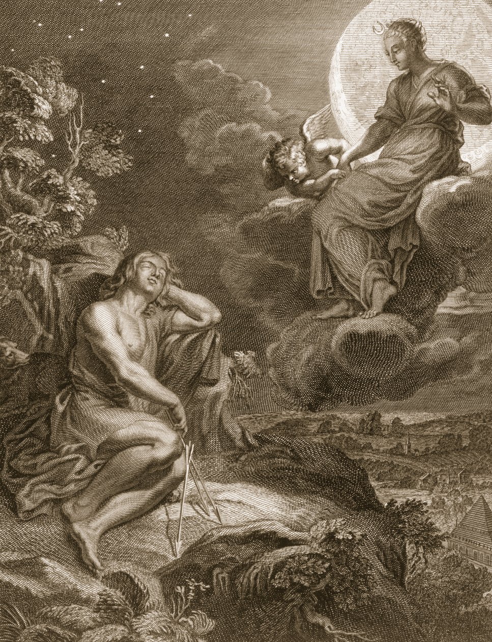 Månen og Endymion, 1731 af Bernard Picart