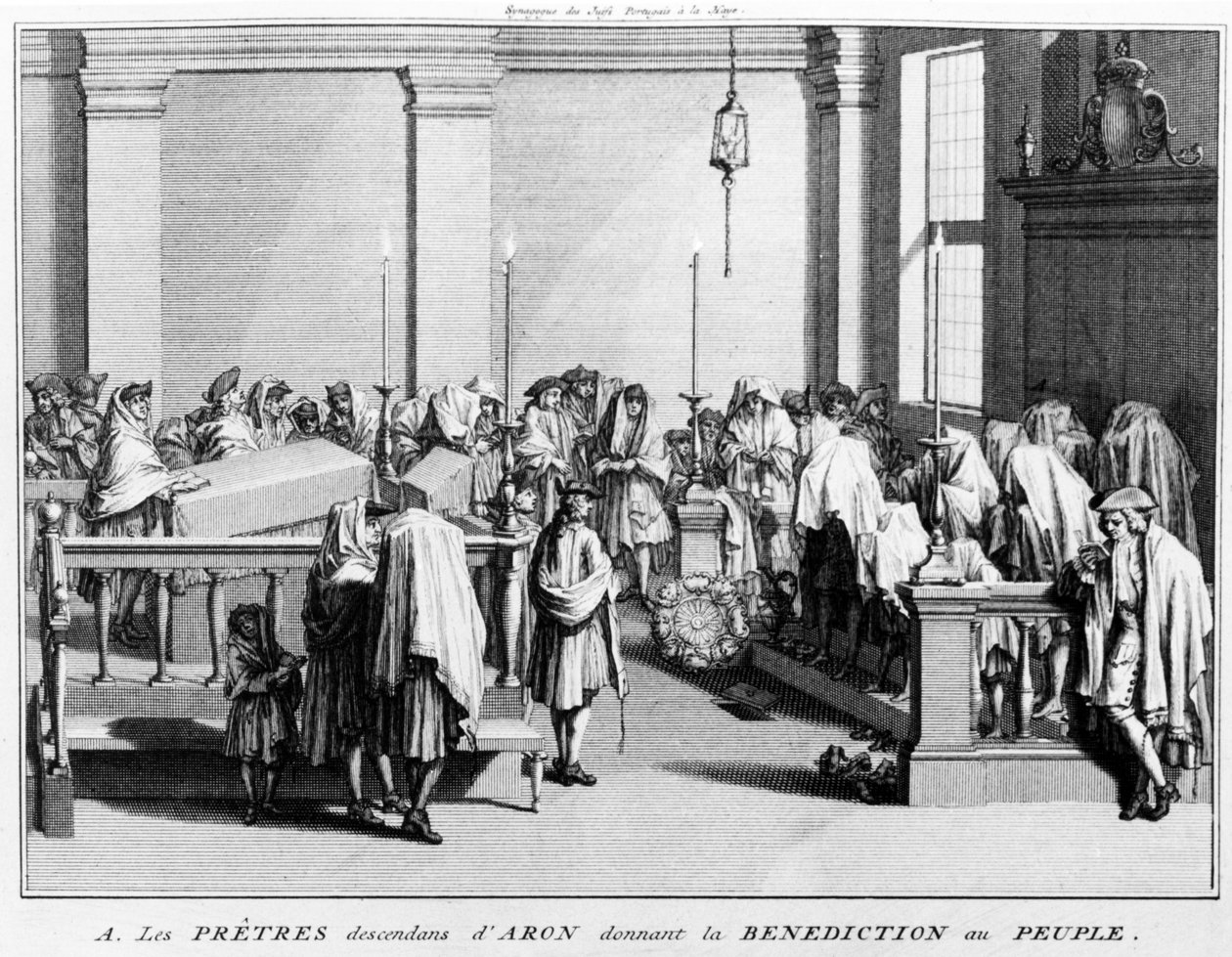 Den præstelige velsignelse (Birkat Kohanim), som gives af Kohanim, den præstelige stamme af levitter (Arons efterkommere) til folket under gudstjenesterne i synagogen; 1725 af Bernard Picart