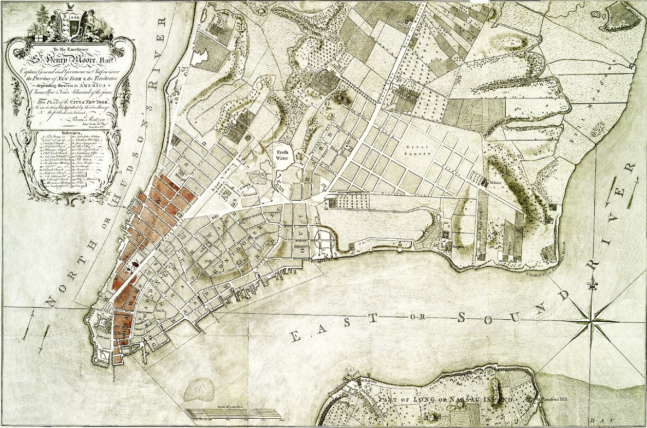 Et kort fra 1776 af Bernard Ratzer
