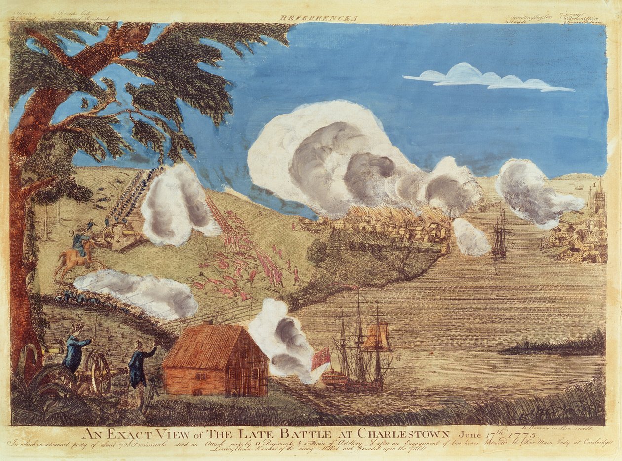 Et nøjagtigt billede af det sene slag ved Charlestown den 17. juni 1775 af Bernard Romans