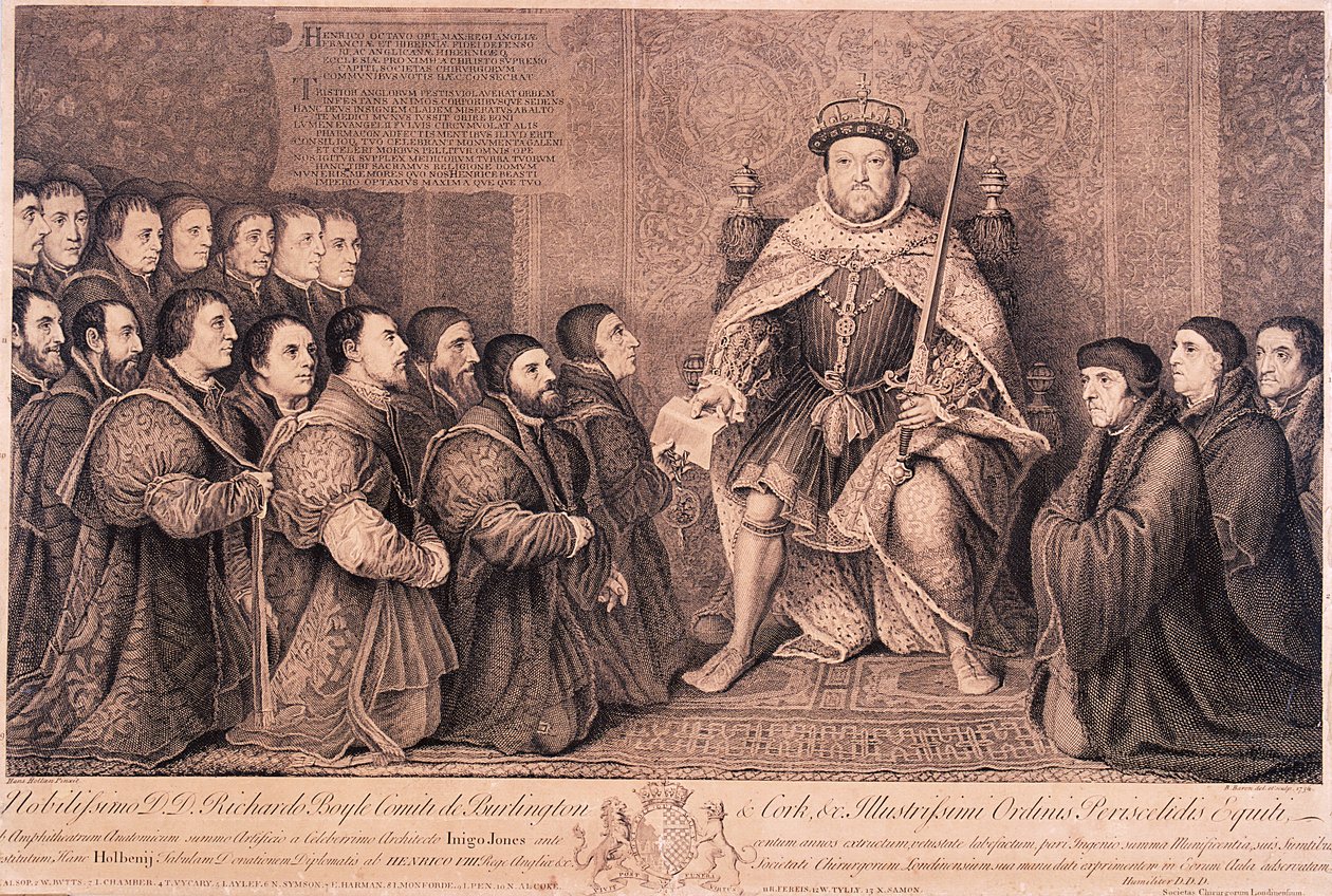 Kong Henrik VIII omgivet af knælende figurer, 1736 af Bernard Baron