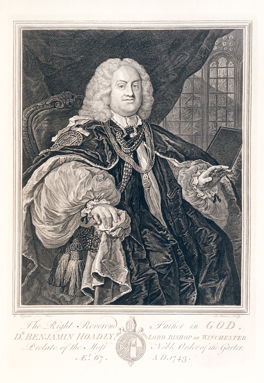 Portræt af Dr. Benjamin Hoadly, Lord Bishop of Winchester, 1743. af Bernard Baron