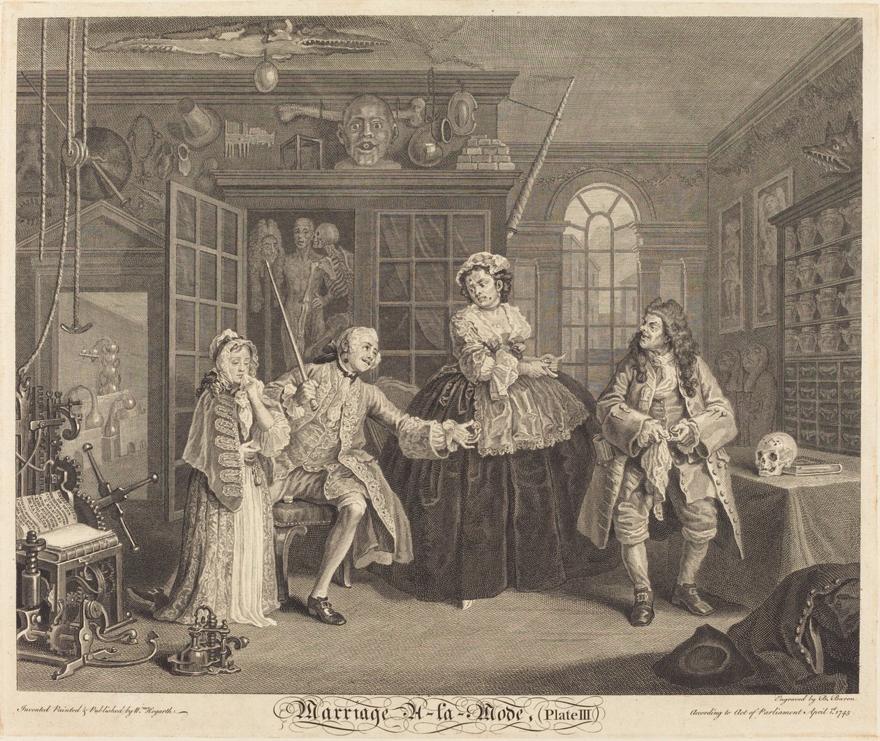 Ægteskab a la Mode: pl. 3 af Bernard Baron after William Hogarth