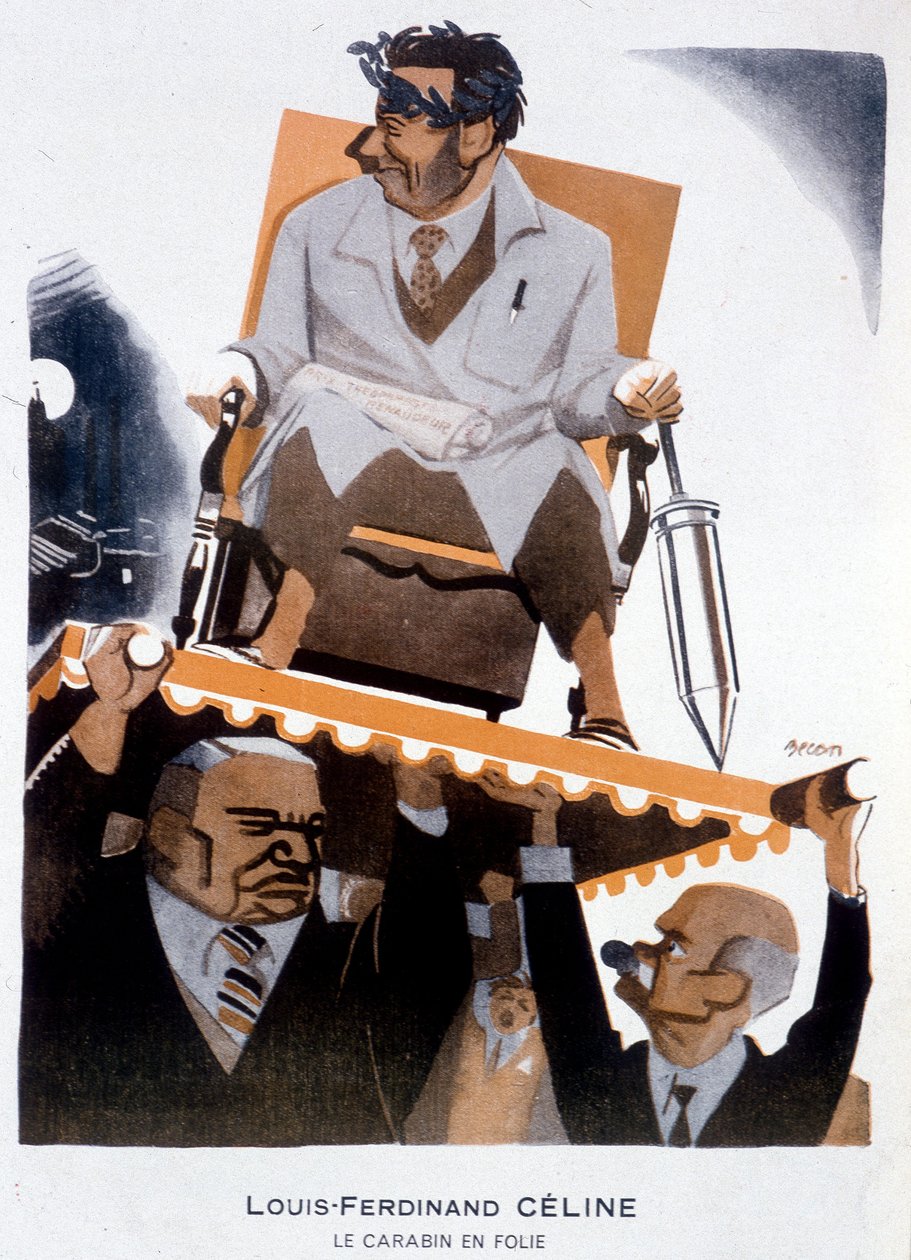 Tegneserie af Louis-Ferdinand Celine (1894-1961) (Louis Ferdinand Celine) - Illustration af Bernard Becan (Bernhard Kahn) (1890-1943) i "" Fantasio""" af 15/01/1933 af Bernard Becan