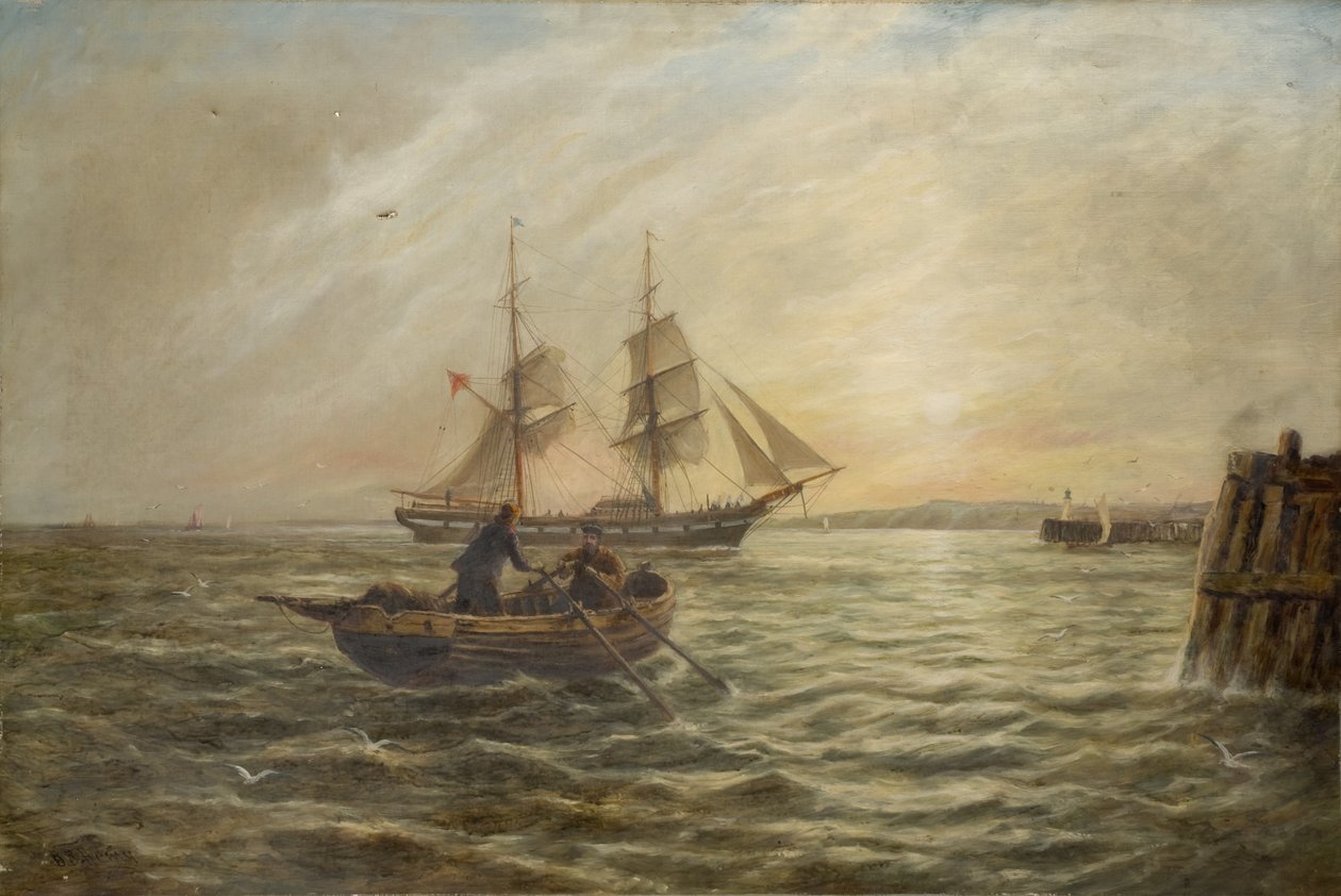 Seascape (lærred på olie) af Bernard Benedict Hemy