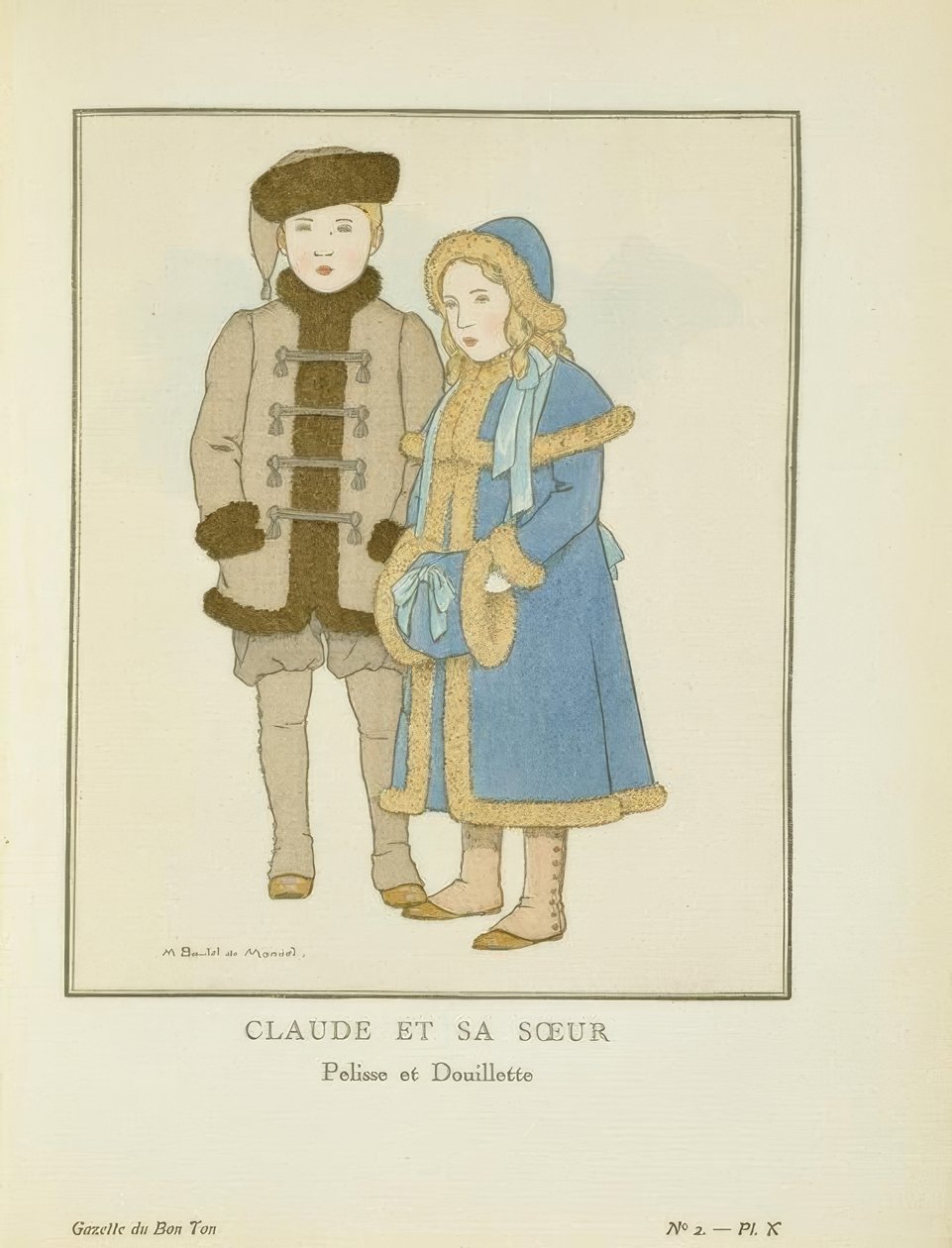 Claude og hans søster - Pelisse og Douilette af Bernard Boutet de Monvel