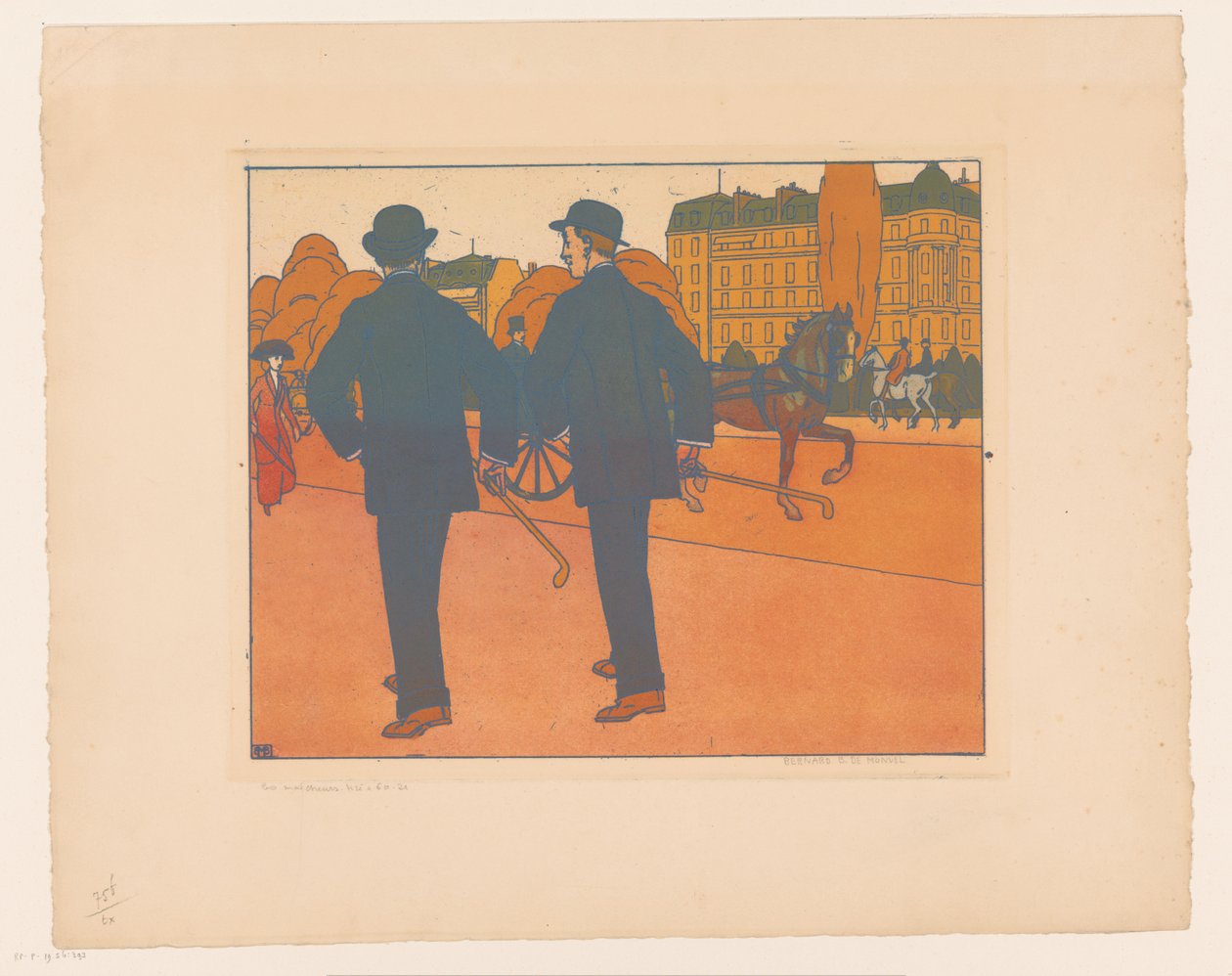 To gående mænd med bowlerhatte Les Marcheurs af Bernard Boutet de Monvel