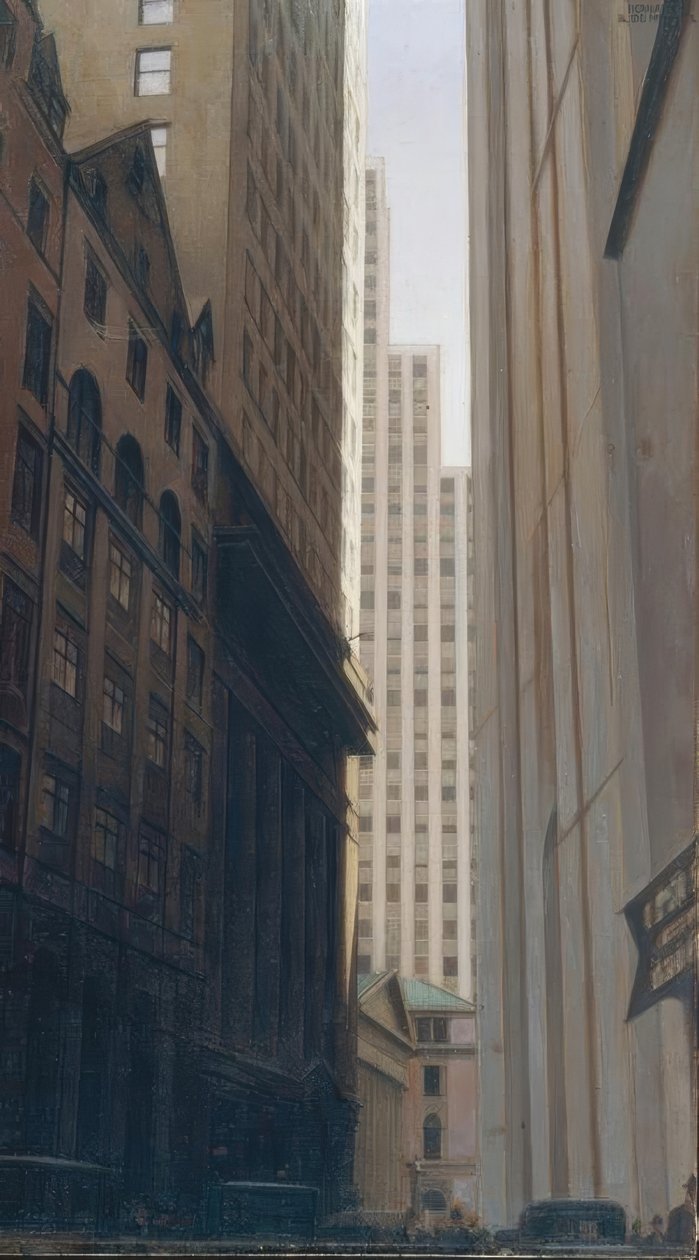 Udsigt over Wall Street af Bernard Boutet de Monvel