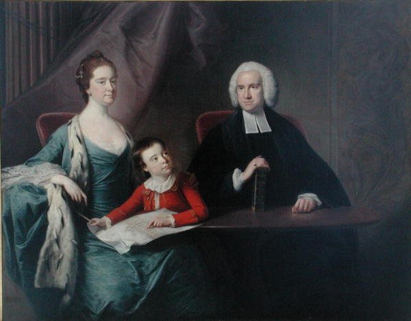 Portræt af pastor John Fountyne (1741-1802) af Melton-on-the-Hill, hans kone, Ann og deres søn, Thomas, begyndelsen af 1760