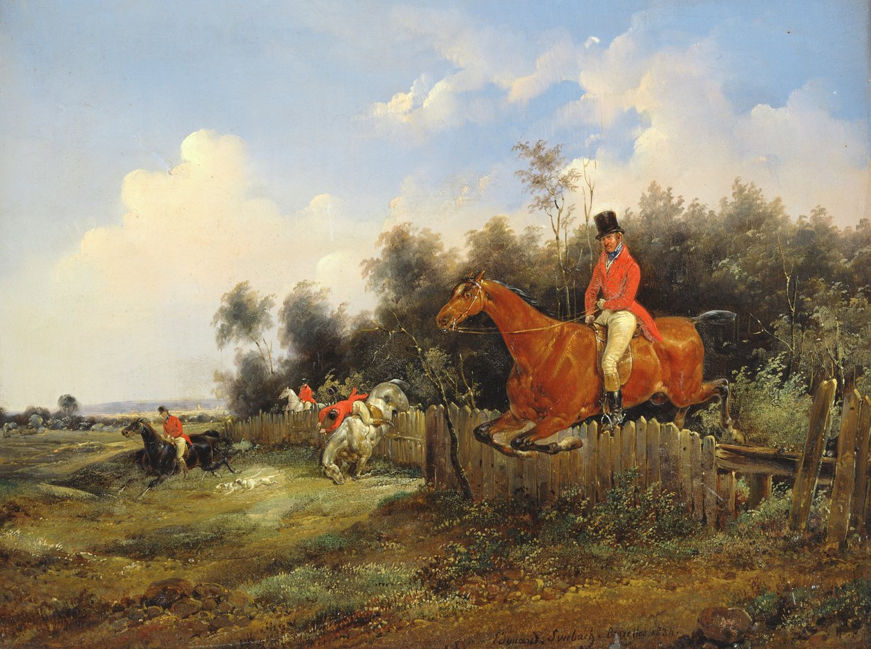 Jagtscene af Bernard Edouard Swebach