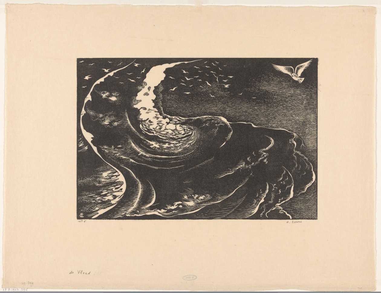 De vloed (original titel på objekt) af Bernard Essers (signed by artist)
