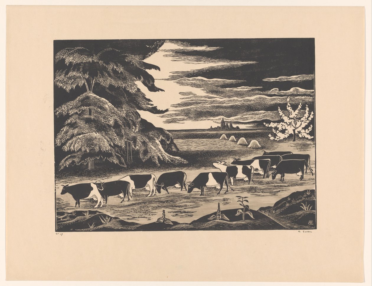 Køer i et landskab af Bernard Essers (signed by artist)