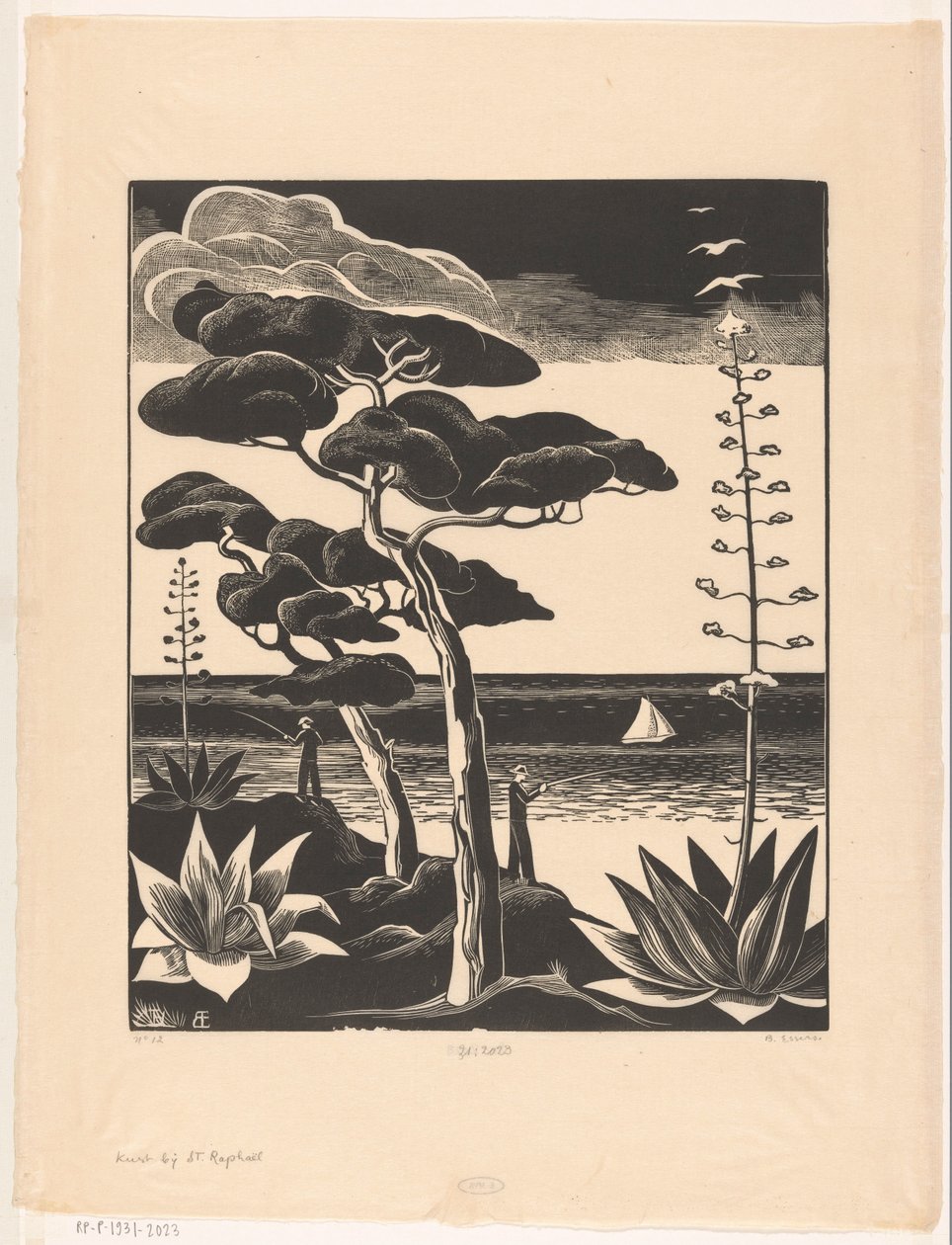 Kysten ved Saint-Raphaël (original titel på objektet) af Bernard Essers (signed by artist)