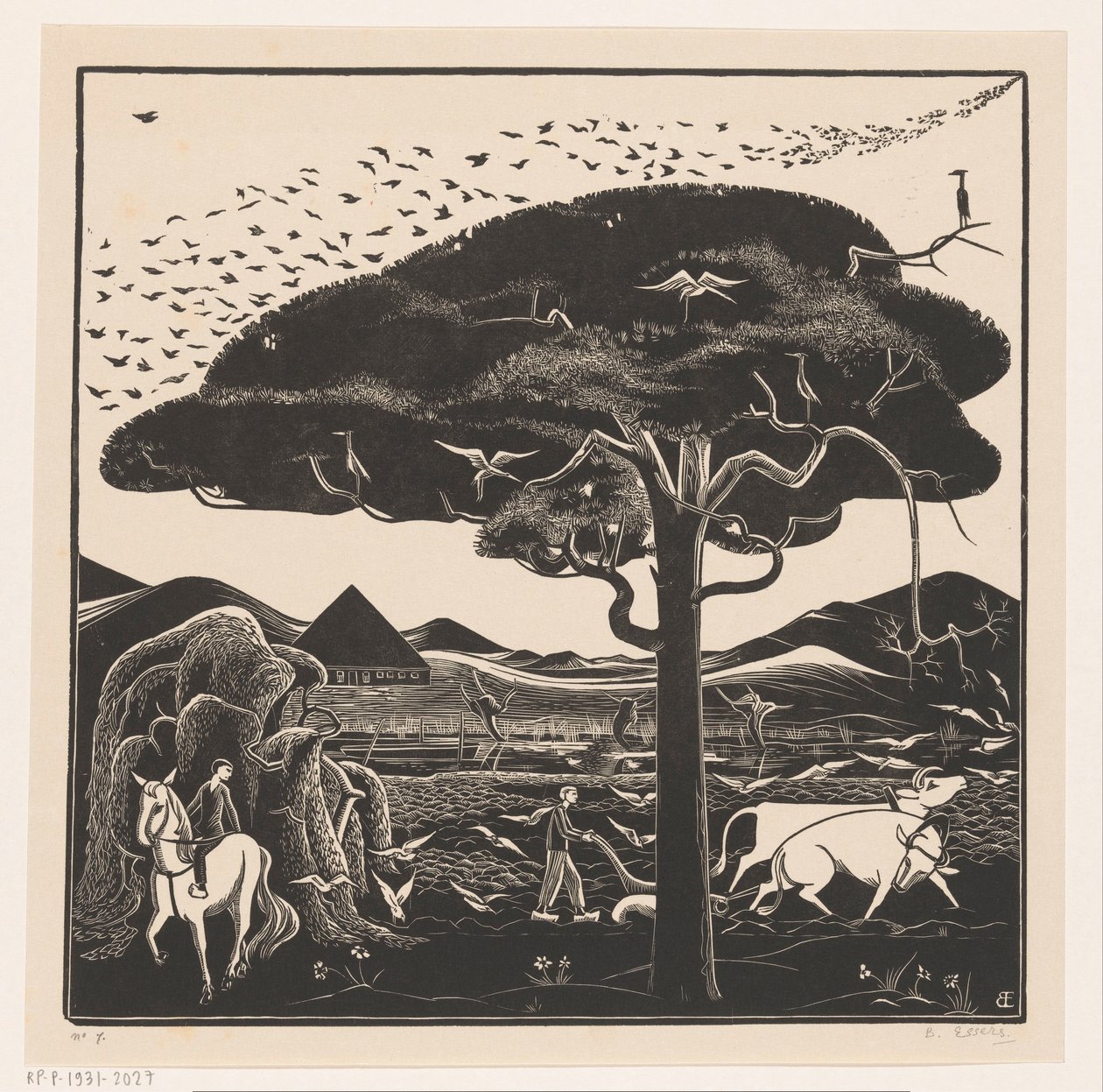 Pløjning af okser af Bernard Essers (signed by artist)