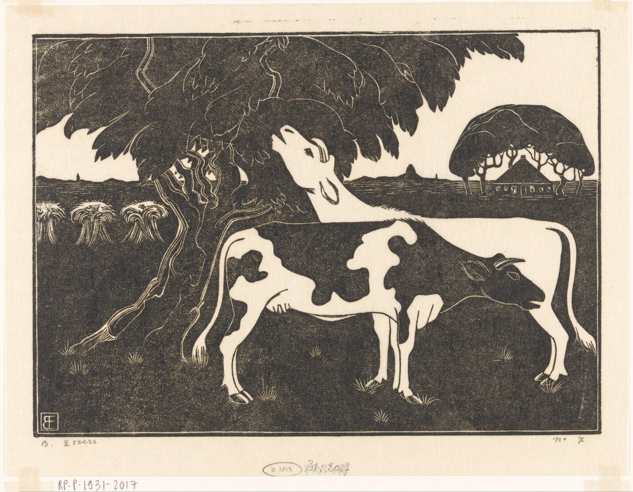To køer ved et træ af Bernard Essers (signed by artist)