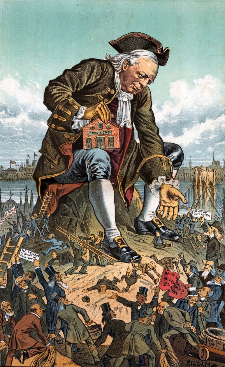 Gulliver og partiet Lilliputians, 1885 af Bernard Gillam