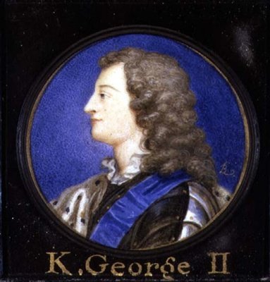 Portræt af George II (1683-1760) (akvarel på kort) af Bernard III Lens