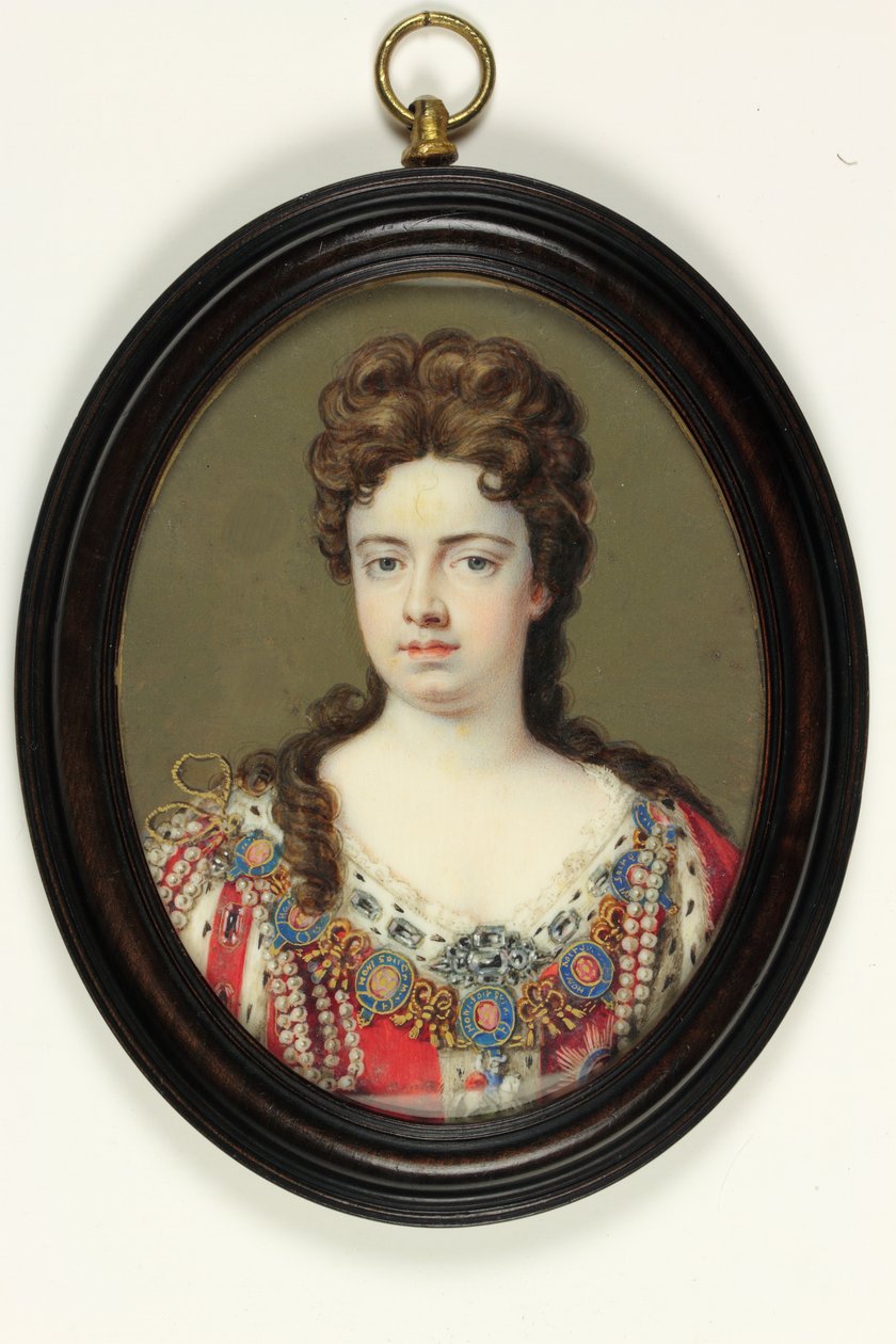 Queen Anne (akvarel på elfenben) af Bernard III Lens