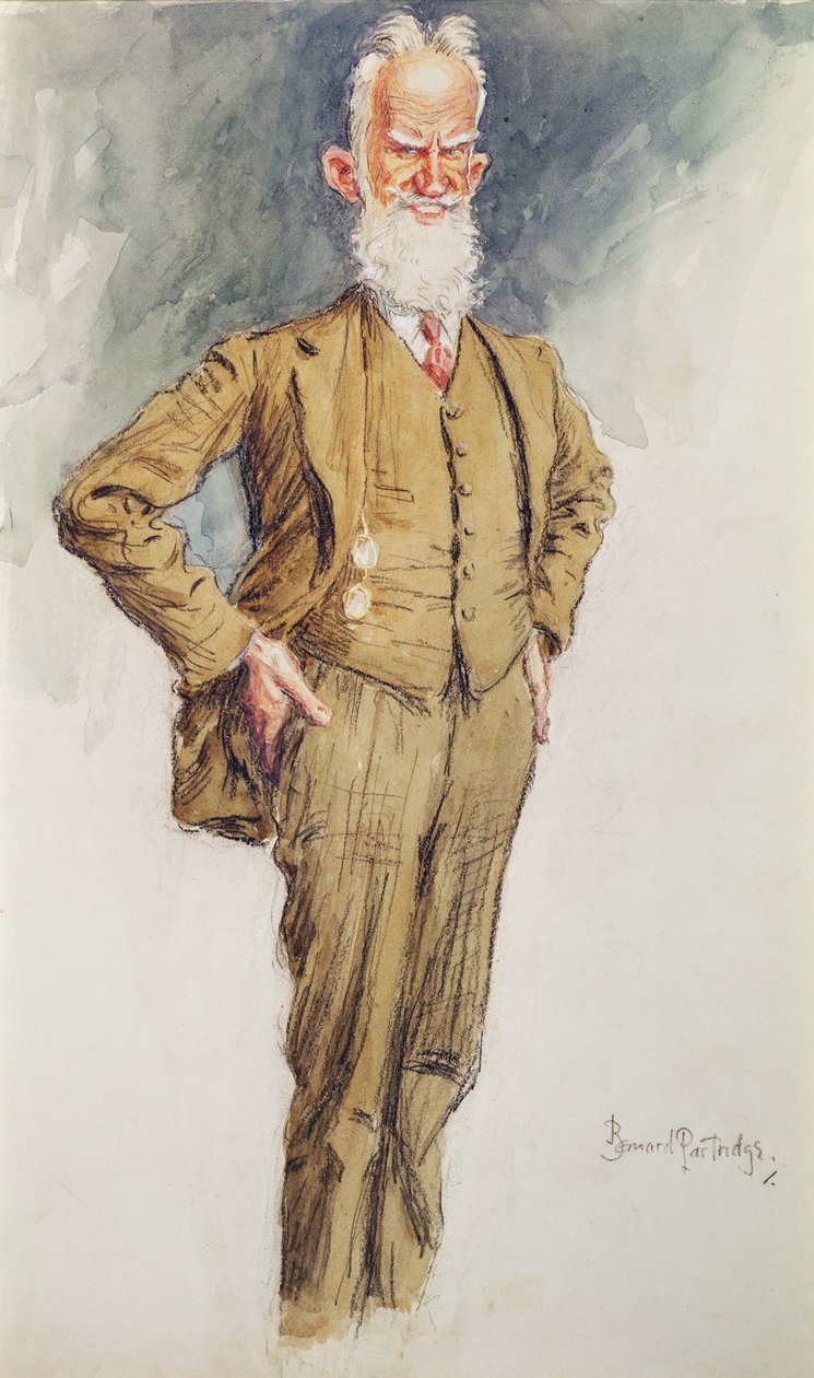 Portræt af George Bernard Shaw, ca. 1925 (akvarel på papir) af Bernard John Partridge
