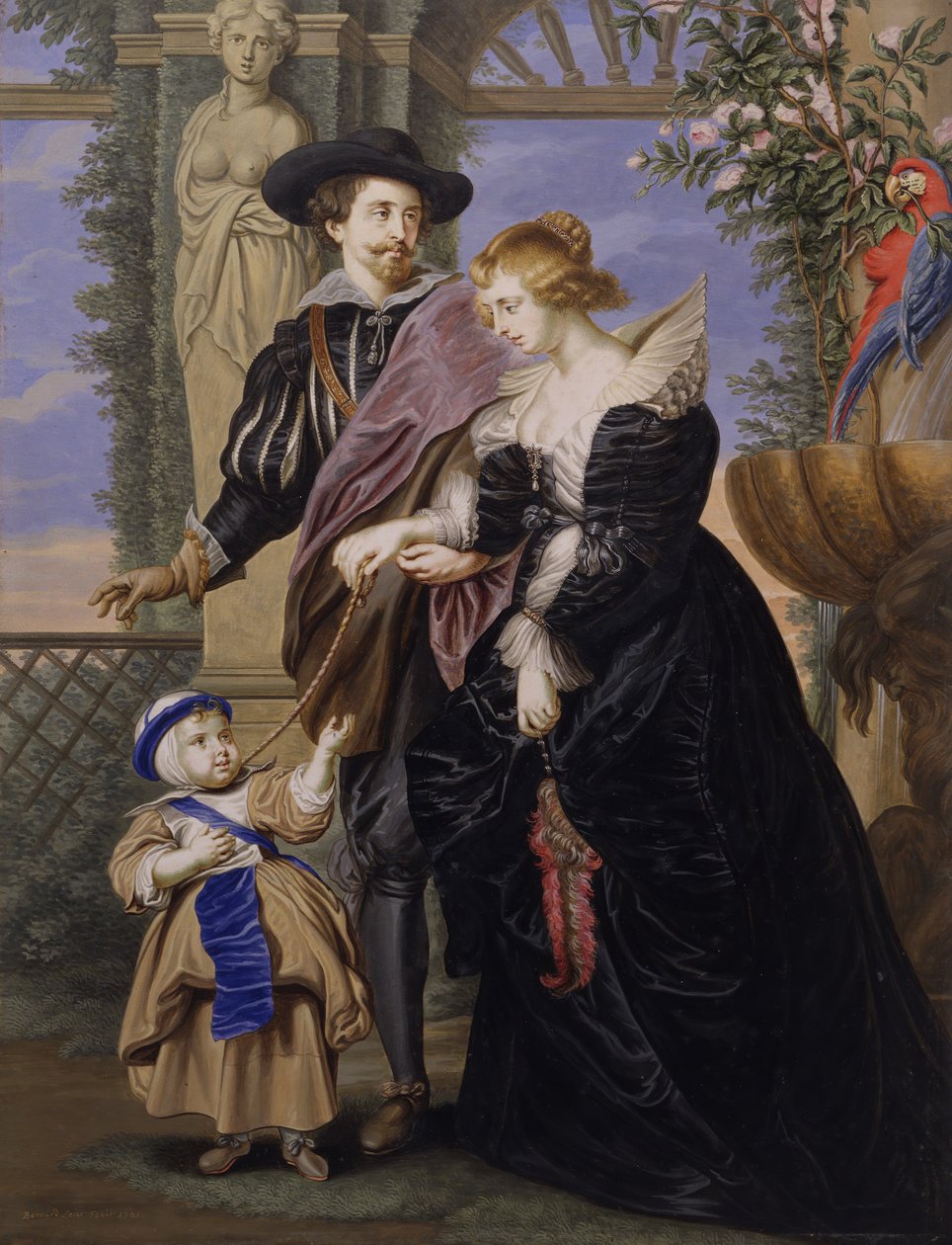 Kopi efter Rubens, hans Hustru Helena Fourment 1614-1673, og deres Søn Frans 1633-1678. af Bernard Lens