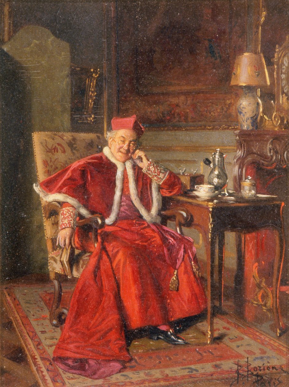 Cardinal at Coffee, ca. 1895 (olie på plade) af Bernard Louis Borione