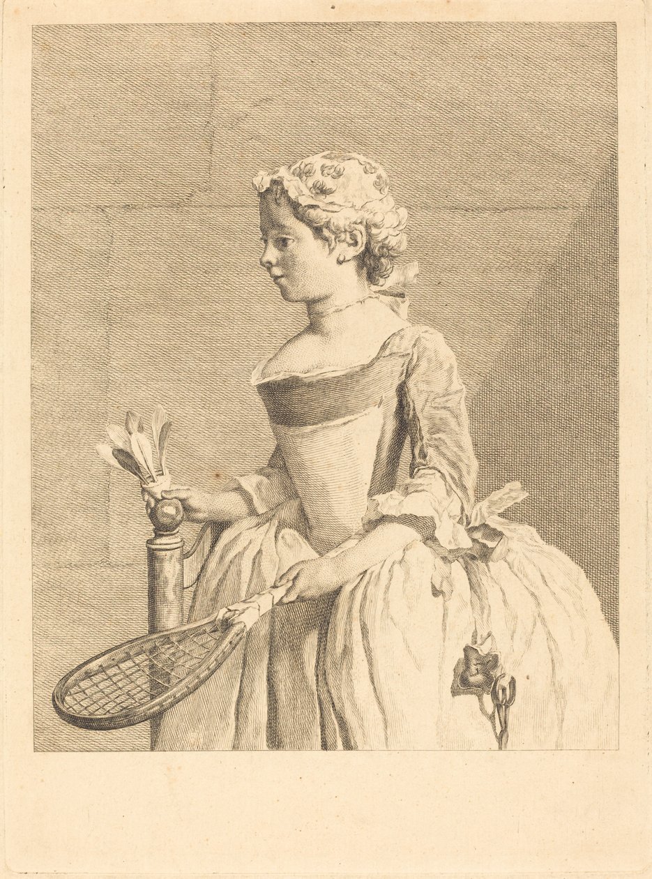 Ung pige ved rattet (ung pige med en raguette) af Bernard Lépicié after Jean Siméon Chardin