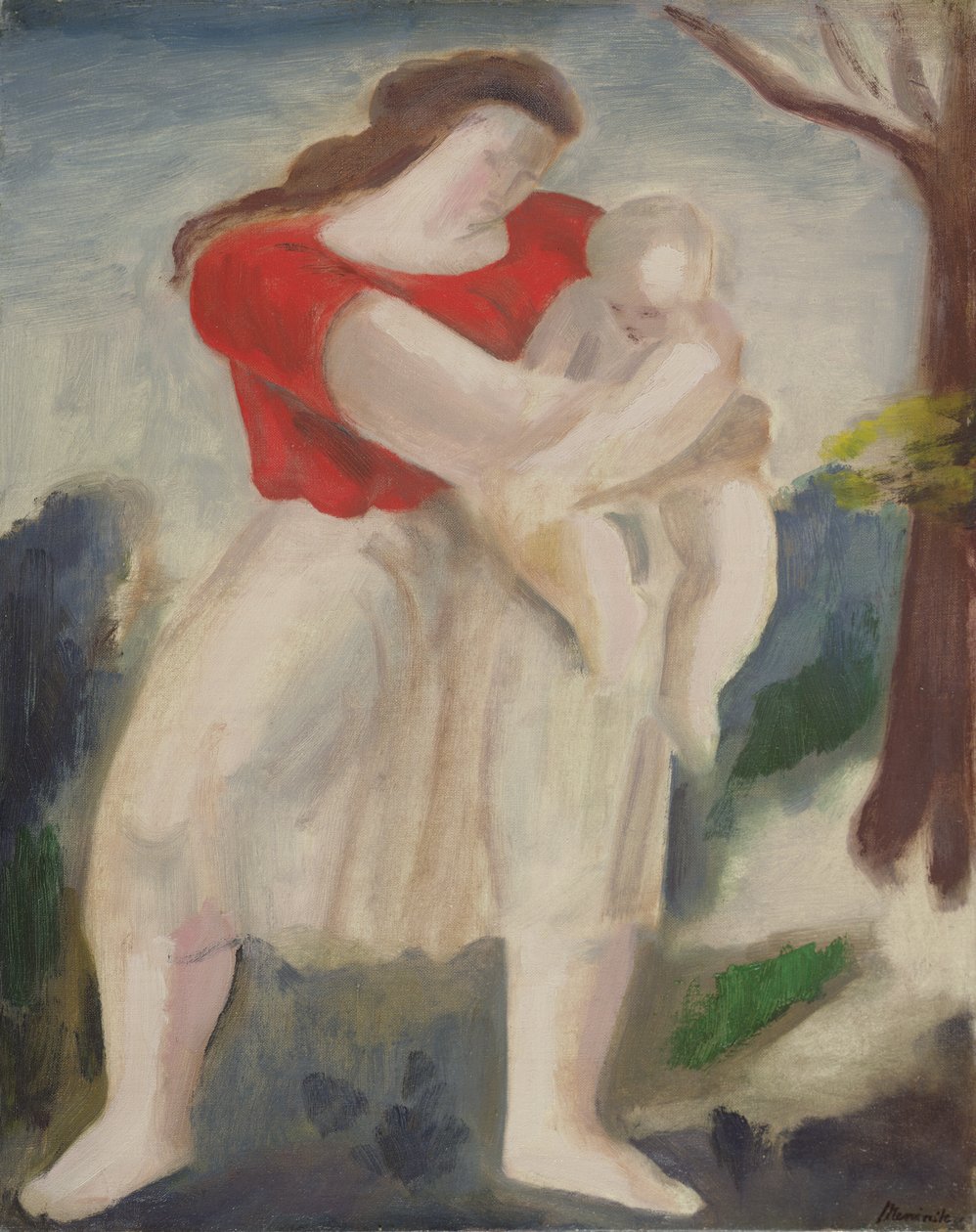 Mor og barn, ca. 1940 (olie om bord) af Bernard Meninsky