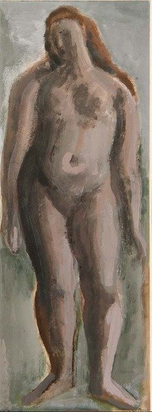 Stående kvindefigur (gouache på papir) af Bernard Meninsky