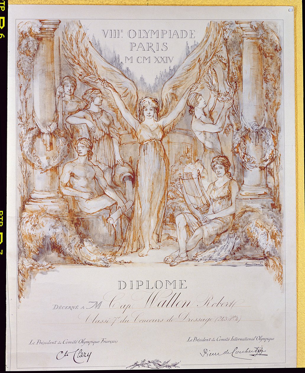 Diplomuddeling fra VIII Olympiade, afholdt i Paris af Bernard Naudin