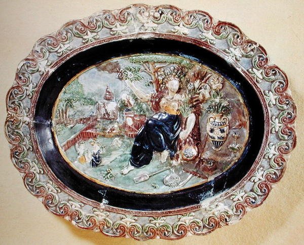 Fad, der forestiller Flora (fajance) af Bernard Palissy