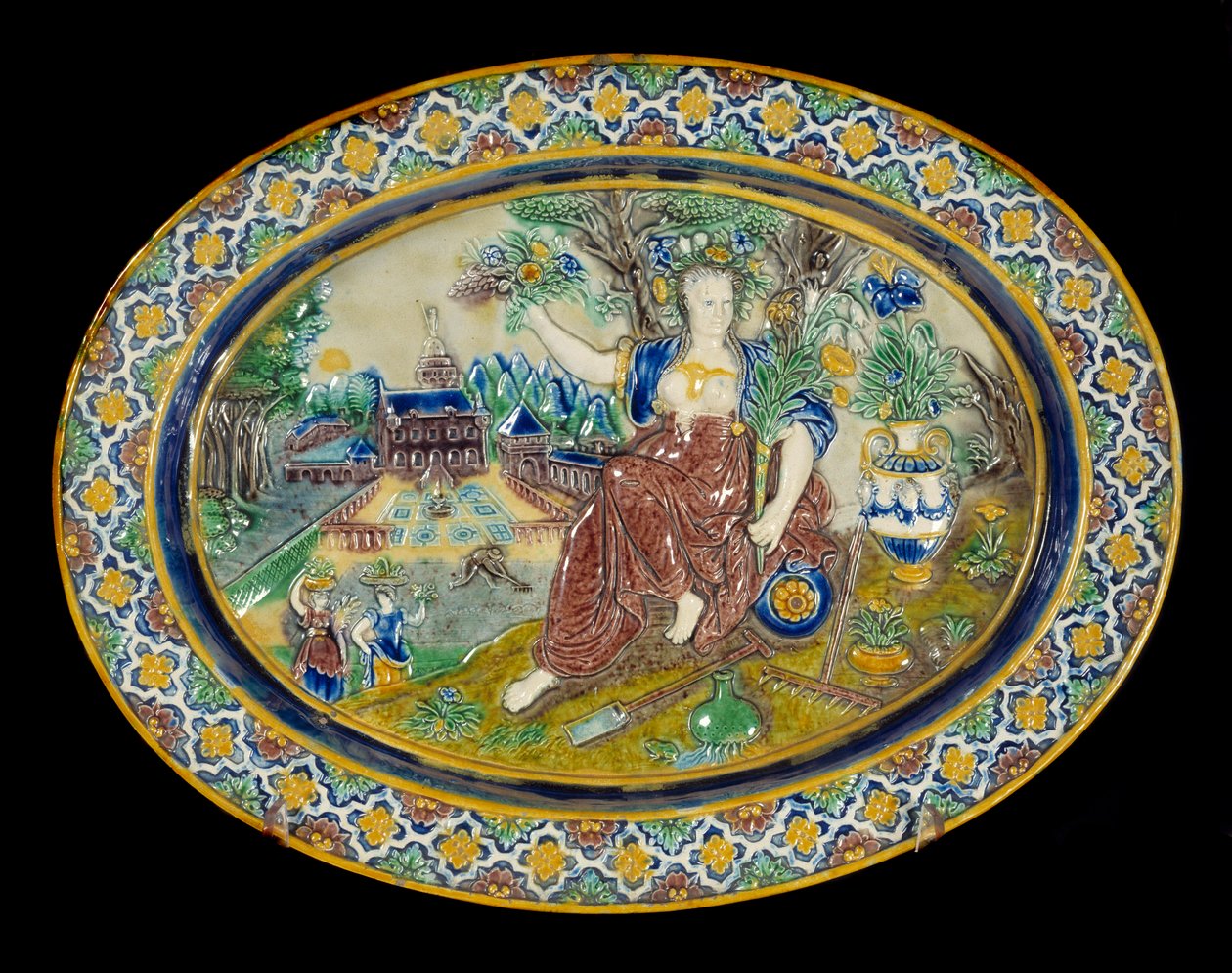 Den smukke keramiske plantekasse i glaseret ler af Bernard Palissy (1510-1589) af Bernard Palissy