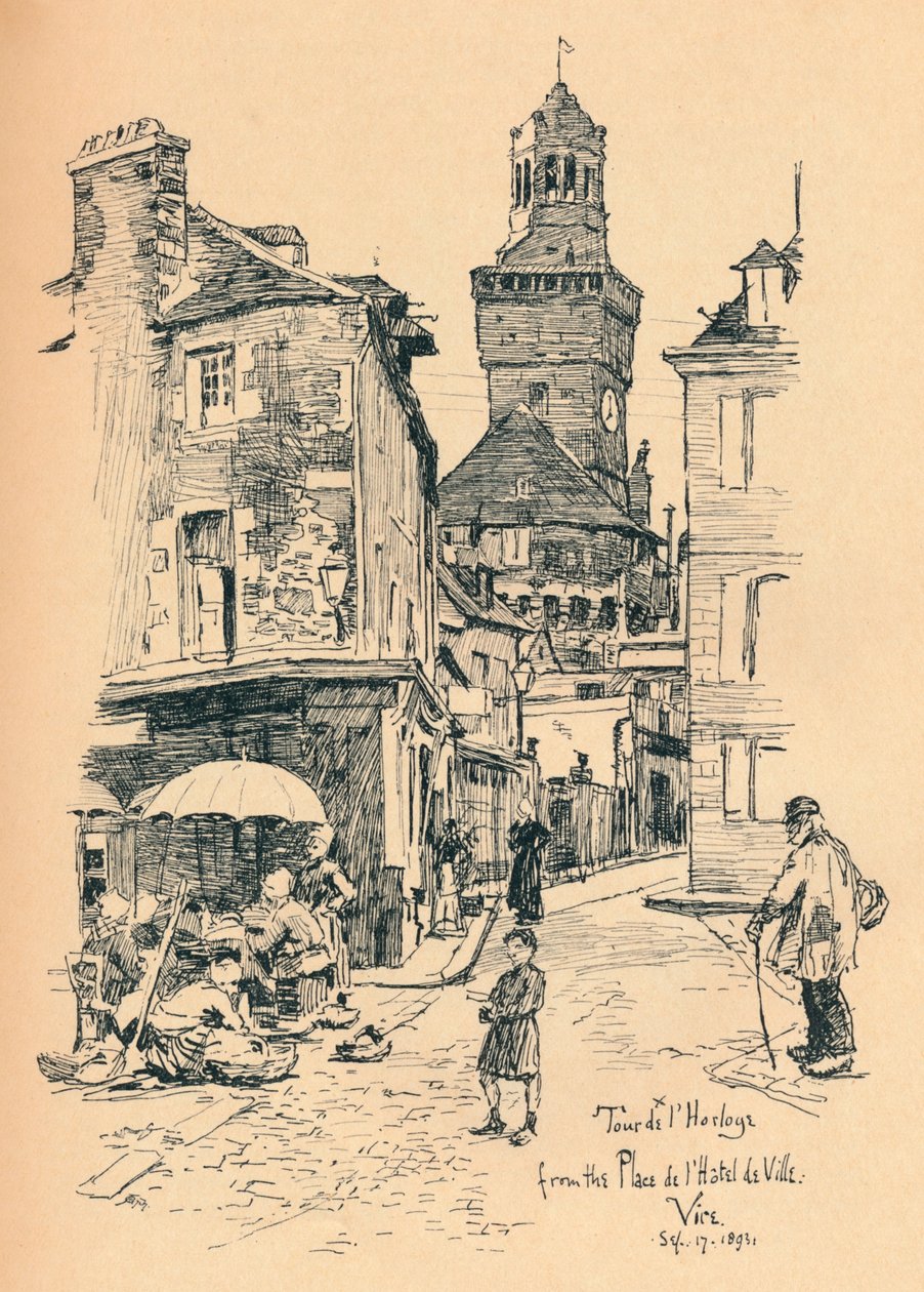 Klokketårn, Vire, c1893 af Bernard Partridge