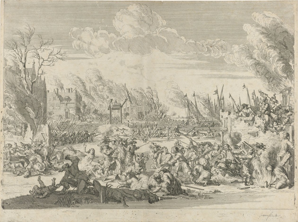 Franske grusomheder i Bodegraven og Zwammerdam, 1672 af Bernard Picart (workshop of)