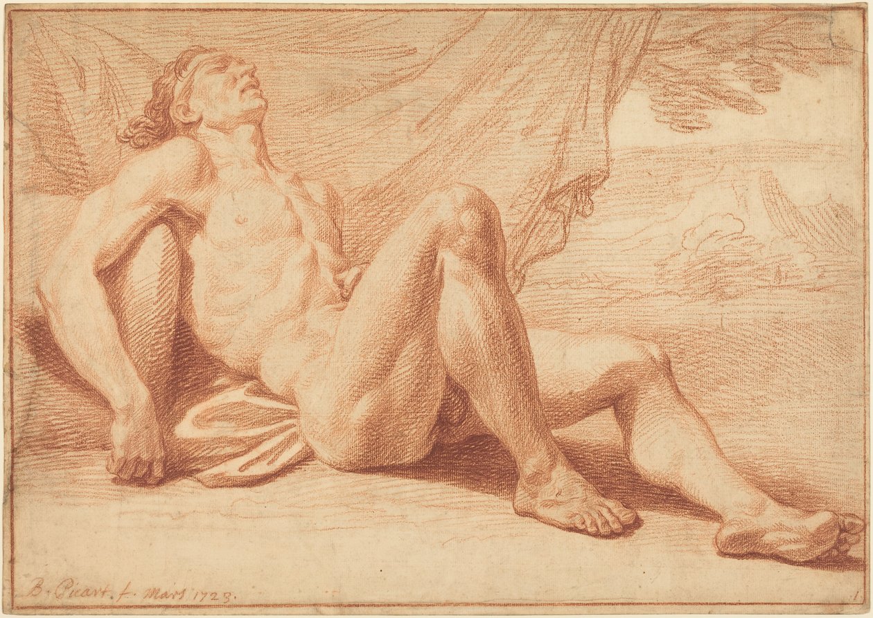 En liggende mandlig nøgenfigur af Bernard Picart