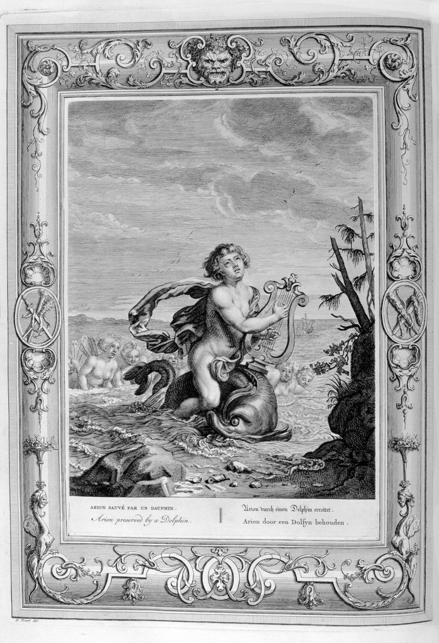 Arion reddet af en delfin, 1733 af Bernard Picart