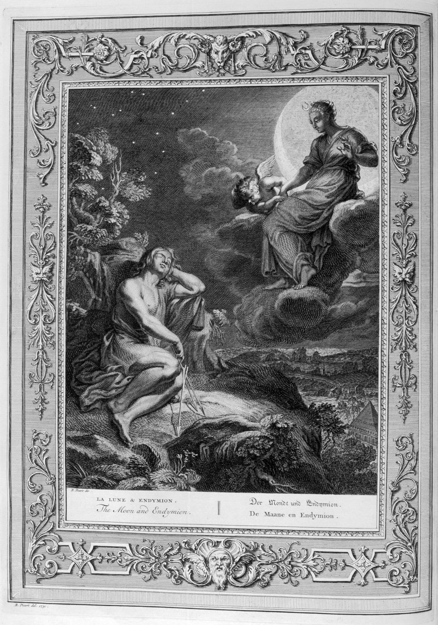 Endymion og månen (gravering) af Bernard Picart