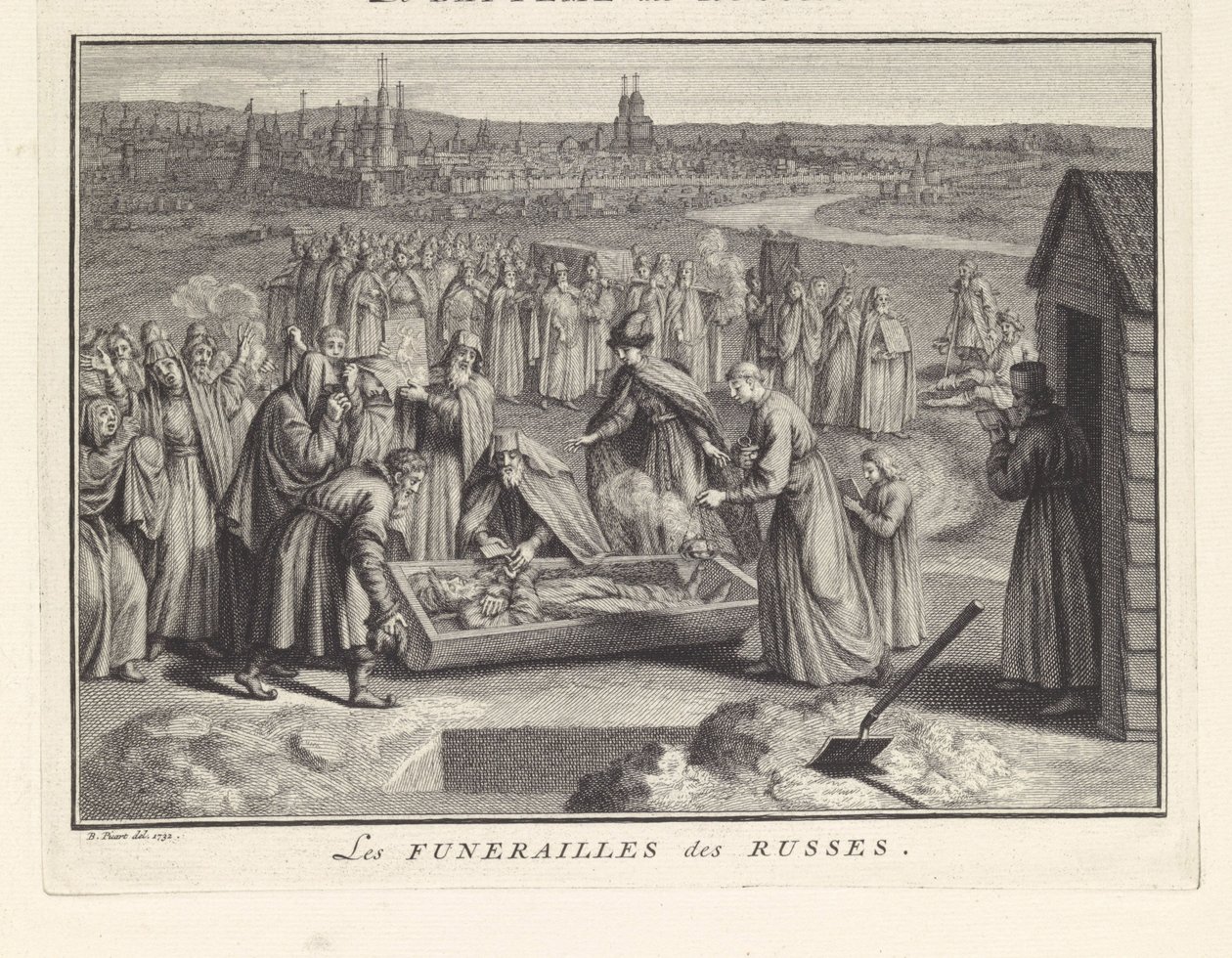 Begravelse i Rusland, 1732 af Bernard Picart