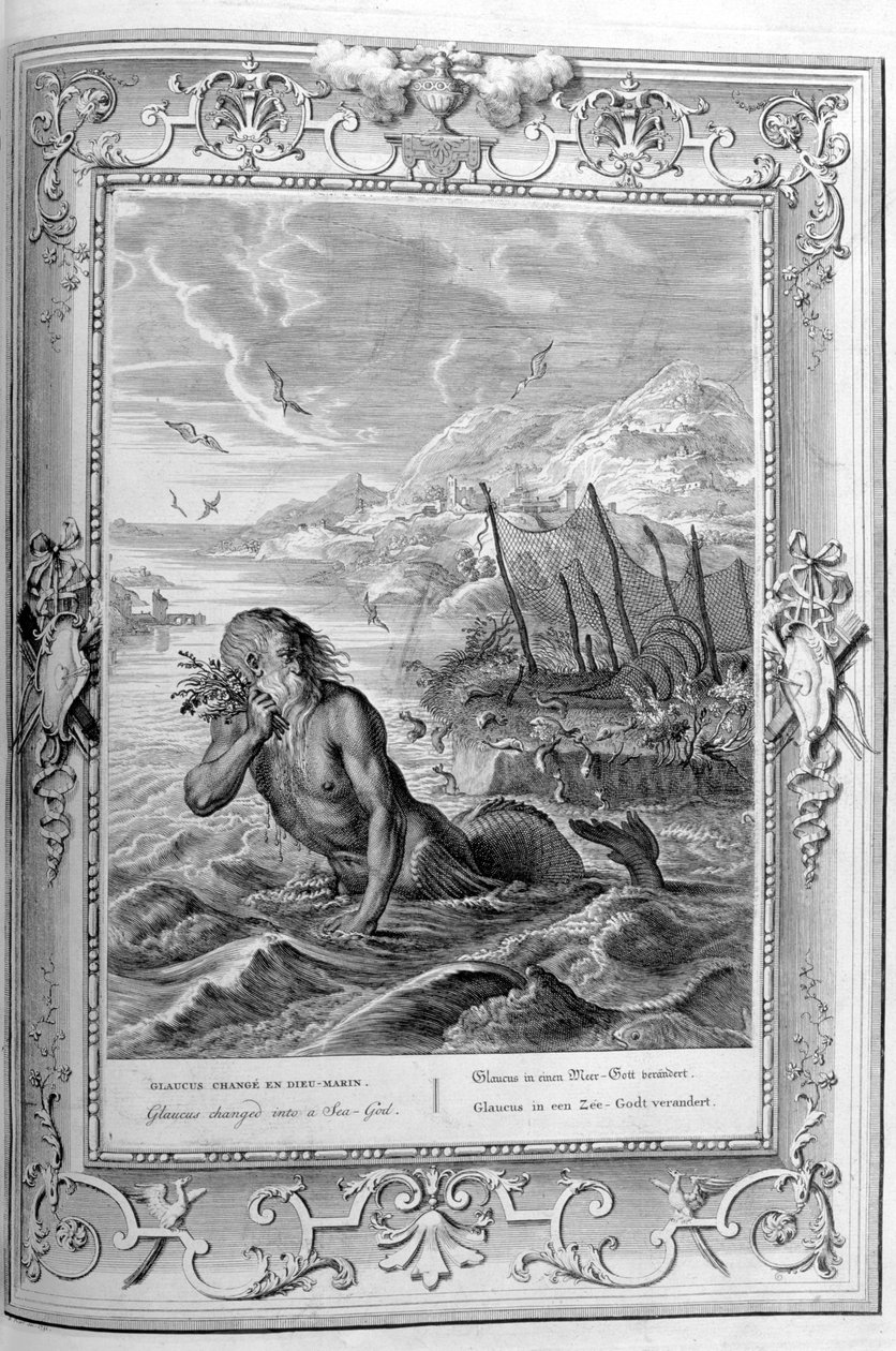 Glaucus blev til en havgud, 1733 af Bernard Picart