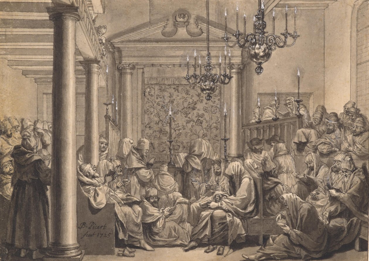 Den store forsoningsdag i den øvre synagoge i Amsterdam af Bernard Picart