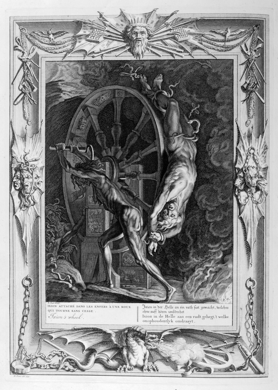 Ixion i Tartarus på hjulet, 1733 af Bernard Picart