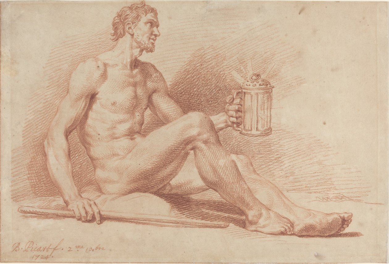 Nøgen mand med en lampe (Diogenes) af Bernard Picart